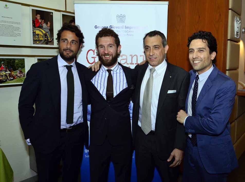 Il nuovo Presidente del Gruppo Giovani Imprenditori di Confindustria Toscana Nord Alessio Marco Ranaldo con gli ex Presidenti Andrea Vanni, Antonio Tabarrin e Francesco Marini